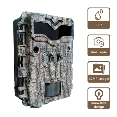 Kamera Berburu HD Lensa Ganda 32MP Game 4K No Glow Wildlife Camera