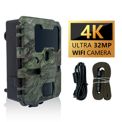 KW866 WIFI Jalur berburu satwa liar Kamera tahan air IP67 OEM/ODM 512GB Storage SD Memory Card 32MP 4K mudah digunakan