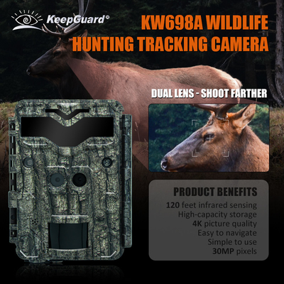 KW698A kamera jejak berburu dual-lens 2-sensor kamera pengintai 4K game kamera penglihatan malam