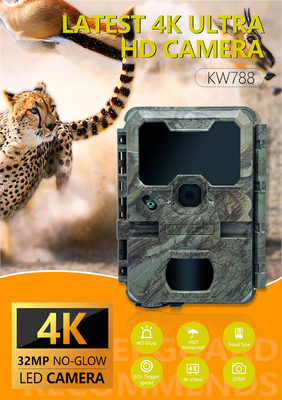 KW788 Trail Kamera kamera berburu Waterproof 0.1s pemicu 4K 32MP visi malam waterproof kamera inframerah