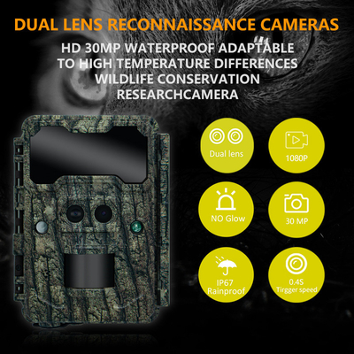 Kamera berburu di luar KW696 dual-lens 30MP waterproof IP67 1080p night vision hingga 512GB storage no-glow trail camera