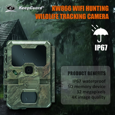 WIFI trail Camera KW866 waterproof IP67 OEM/ODM hingga 512GB Storage SD Memory Card 32MP 4K wildlife camera