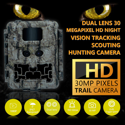 30MP No-Glow LED Trail Camera untuk Night Vision Hunting Game dengan 1080P Video dan 512GB Memory Card Kapasitas