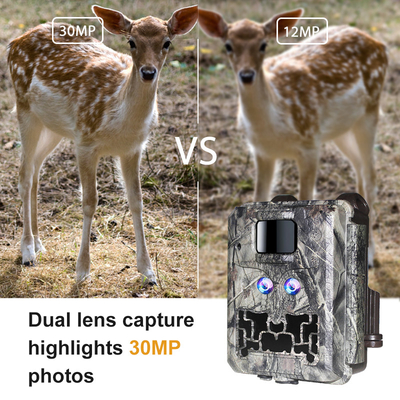 Kamera tersembunyi dengan lensa ganda KW591 waterproof IP67 30MP 1080P 0.4s Trigger speed night vision hingga 512GB untuk penelitian satwa liar