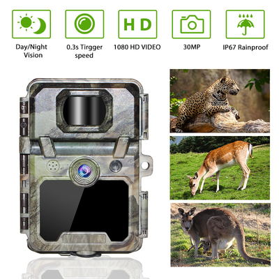 30MP Kamuflase IP66 Waterproof Hunting Camera dengan Sensor PIR dan 48pcs No Glow IR LEDs HD Hunting Cameras