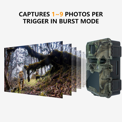 30MP Kamuflase IP66 Waterproof Hunting Camera dengan Sensor PIR dan 48pcs No Glow IR LEDs HD Hunting Cameras