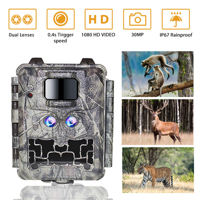 Promosi Penjualan 39USD Dual Lens/Dual Sensor Wildlife Game Camera 30MP 1080P No-Glow 940nm Dengan Sensor Siang Dan Malam