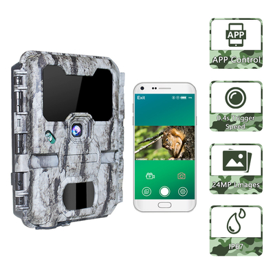 Kamera Jejak Game Kamera Pramuka 24MP Tanpa Cahaya Hitam Inframerah Night Vision 0.25s Memicu fungsi wifi