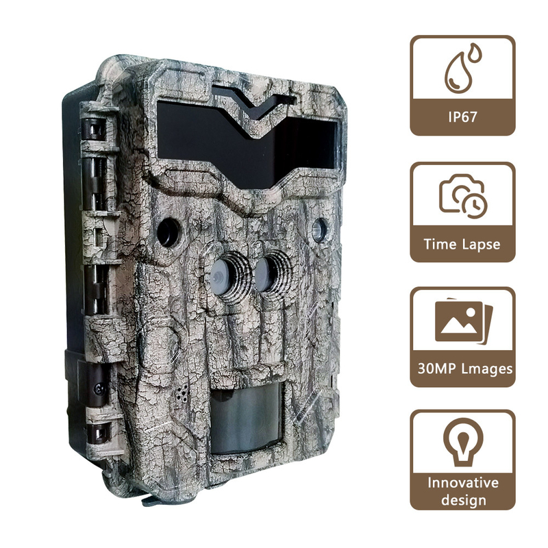 KW698A kamera jejak berburu dual-lens 2-sensor kamera pengintai 4K game kamera penglihatan malam