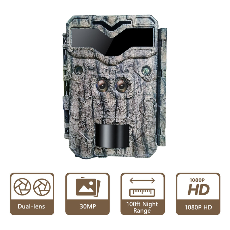 KW698A kamera jejak berburu dual-lens 2-sensor kamera pengintai 4K game kamera penglihatan malam