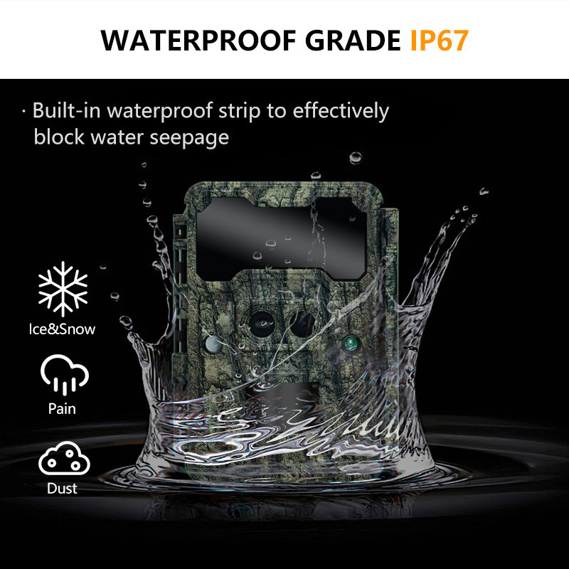 Kamera berburu di luar KW696 dual-lens 30MP waterproof IP67 1080p night vision hingga 512GB storage no-glow trail camera