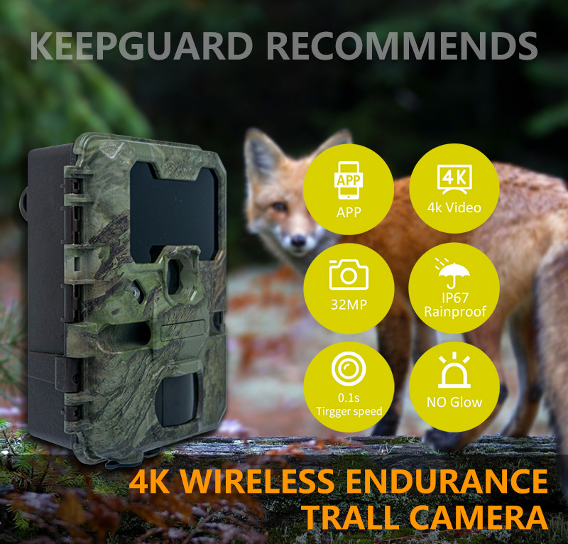 WIFI trail Camera KW866 waterproof IP67 OEM/ODM hingga 512GB Storage SD Memory Card 32MP 4K wildlife camera