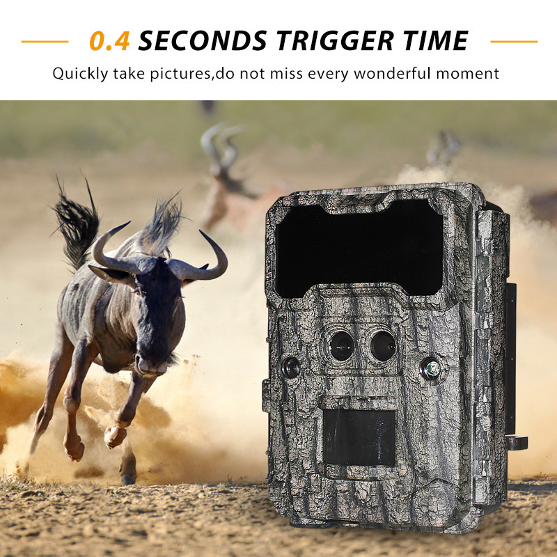 Kamera berburu di luar KW696 dual-lens 30MP waterproof IP67 1080p night vision hingga 512GB storage no-glow trail camera